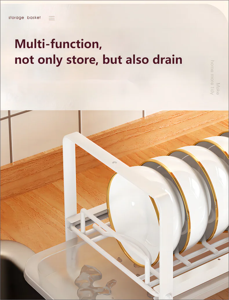 Dish Drain Shelf Stackable Drawer Bowls and Plates