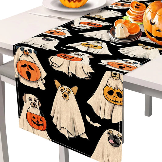 Halloween Spooky Ghost Dog Table Runner