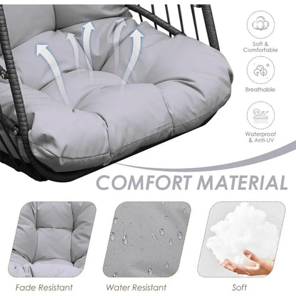 Hanging Egg Chair with Stand and Padded Cushions