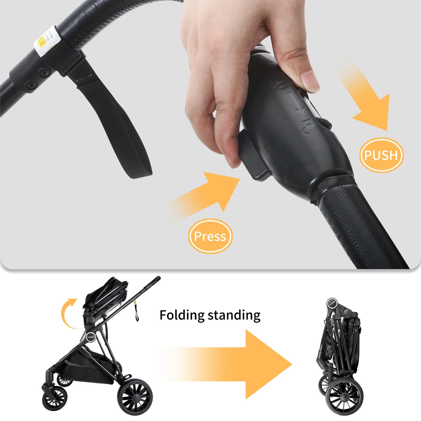 2-in-1 Baby Stroller, Folding & Baby Removable Footmuff