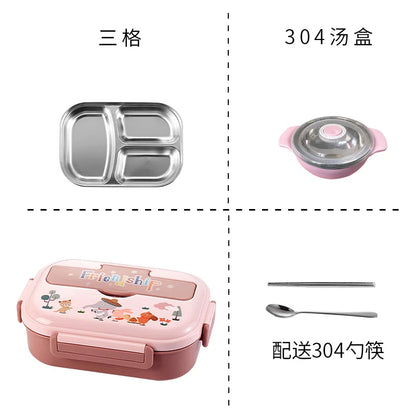 Children's Dividing Plate Cartoon Lunch Box Set