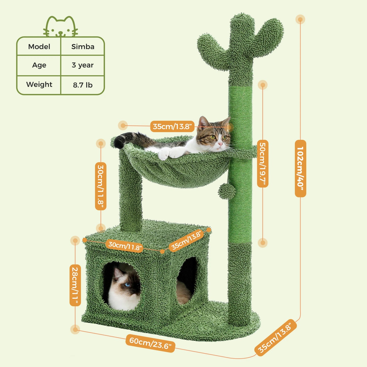Unique 4-in-1 Cactus Cat Tree