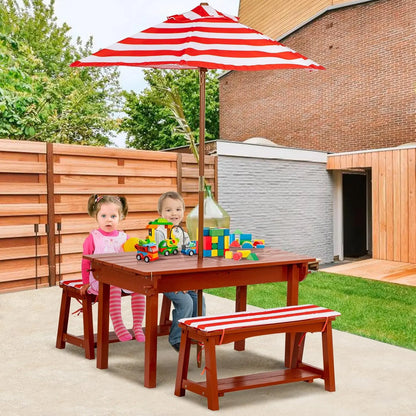 Kids Picnic Table with Umbrella w/Cushions
