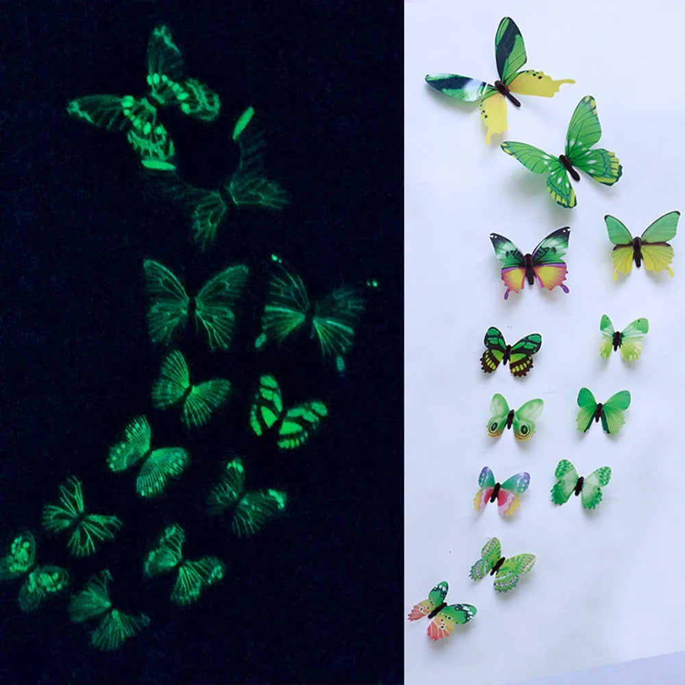 12pcs Luminous Butterfly Decal Wall Stickers