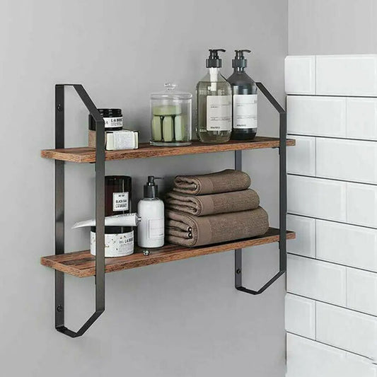 Rustic 2-Tier Wall Storage Shelf  Display