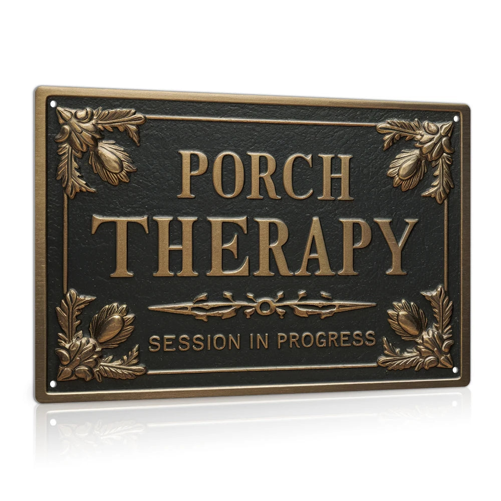 PORCH THERAPY Metal Tin Sign Decor