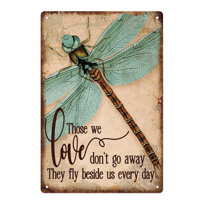1Pc Dragonfly Metal Sign Decor