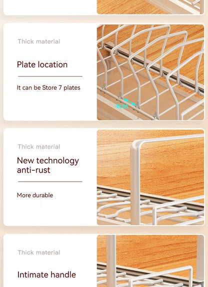 Dish Drain Shelf Stackable Drawer Bowls and Plates