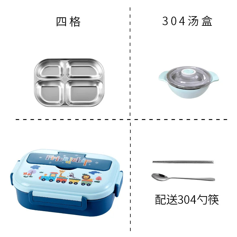 Children's Dividing Plate Cartoon Lunch Box Set