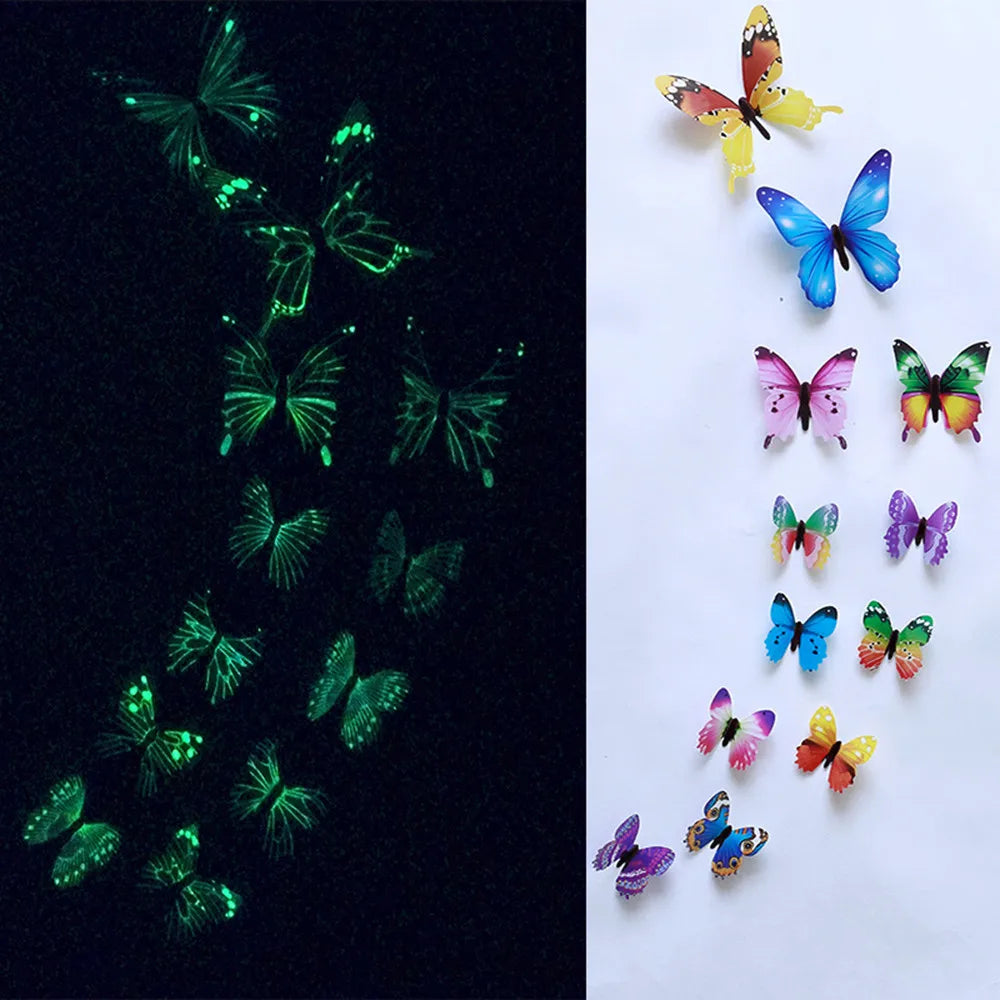 12pcs Luminous Butterfly Decal Wall Stickers