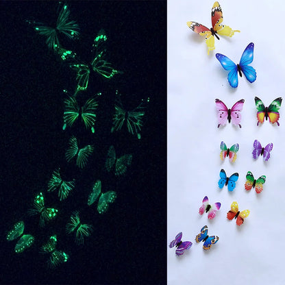 12pcs Luminous Butterfly Decal Wall Stickers