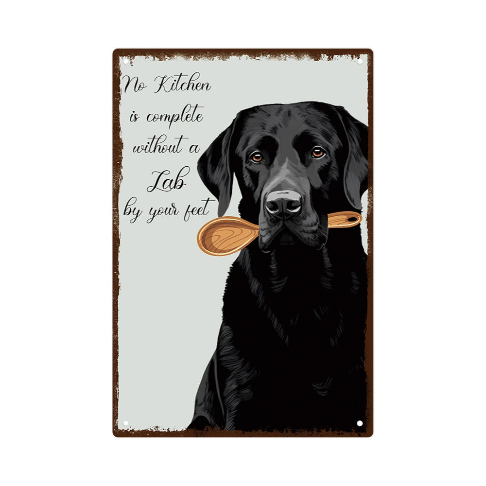 1pc Black Dog Retro Metal Sign