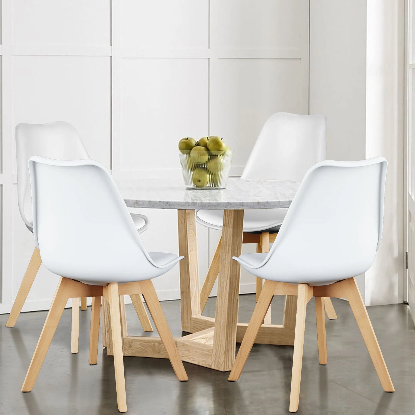 Set of 4 Wooden Legs Dining Chairs