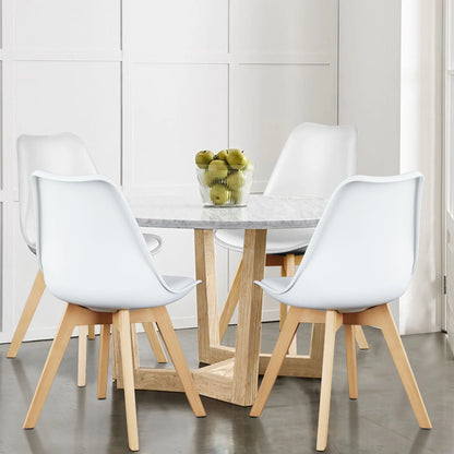 Set of 4 Wooden Legs Dining Chairs