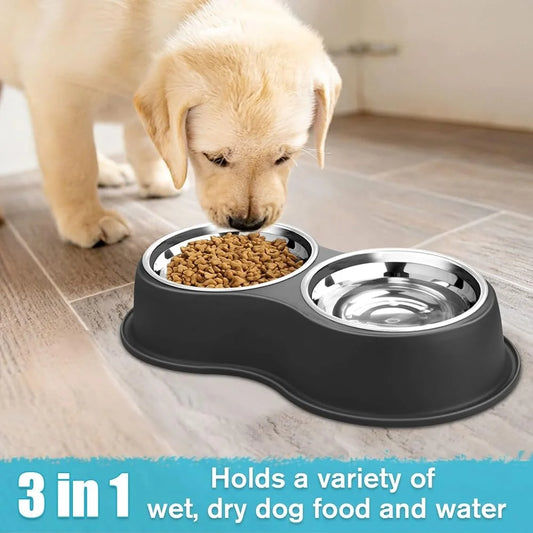 Non-Slip Resin Double Bowl Feeding Station